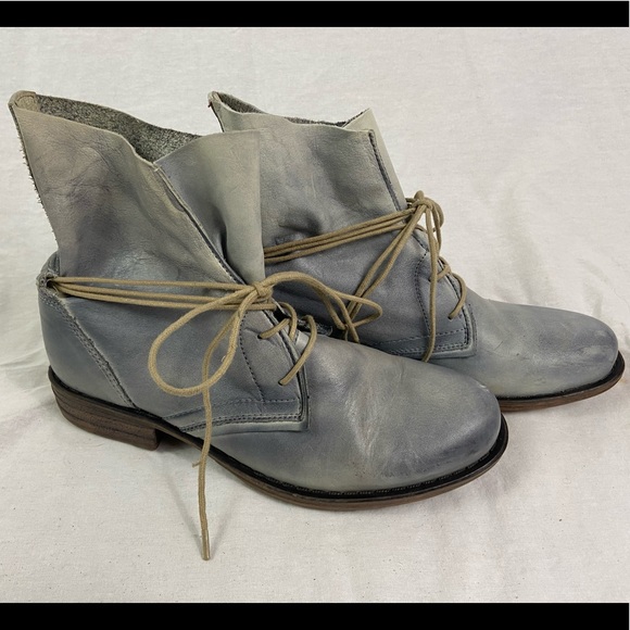 Miz Mooz Shoes - Miz Mooz Lolly Distressed Blue Ankle Boots